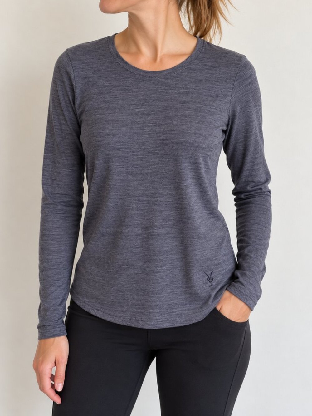 ibex Long Sleeve Crew Next To Skin Merino Wool Base Layer Blue Women Size S